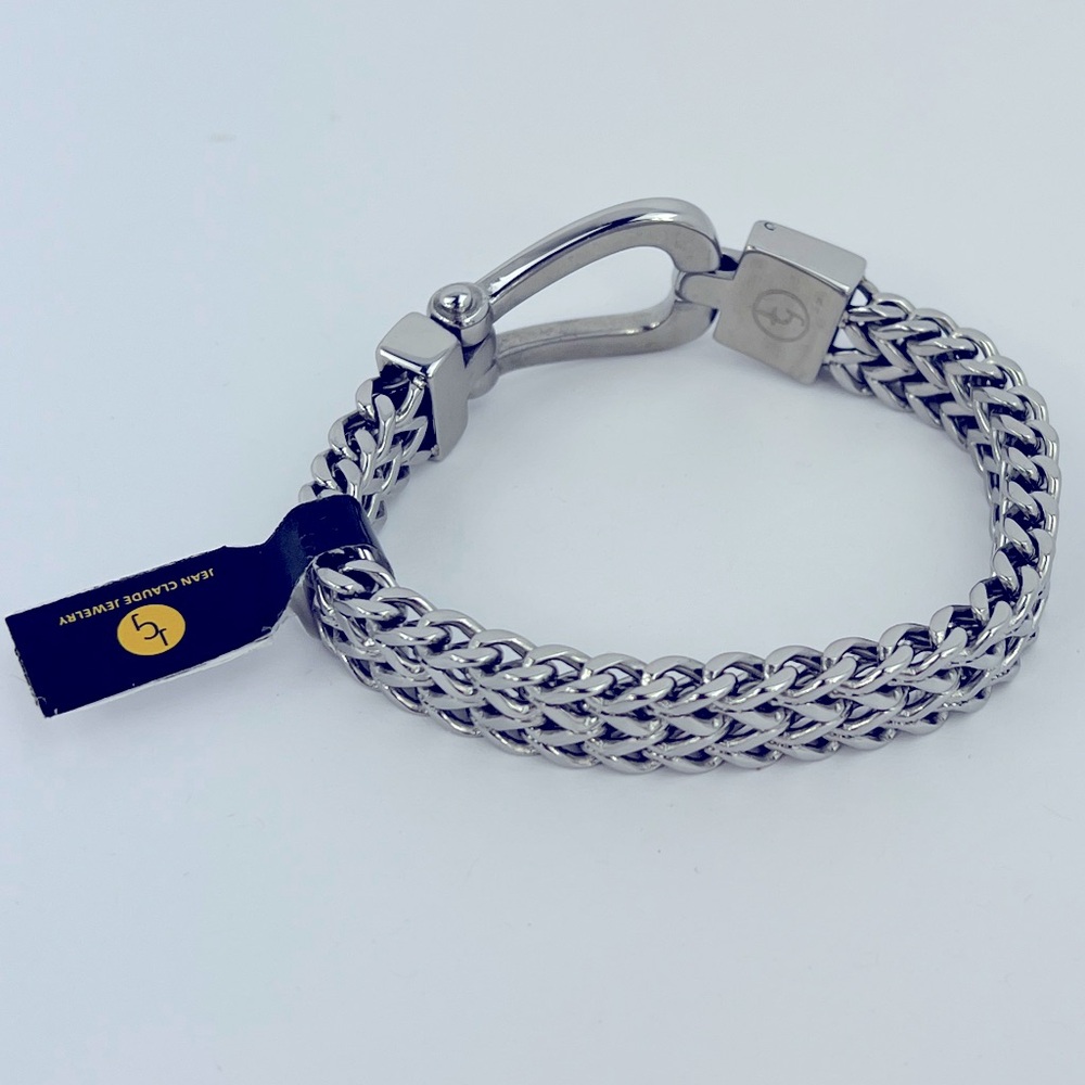 JEAN CLAUDE JEWELRY, DEL ARTE DOUBLE BRACELET, STAINLESS STEEL HORSE SHOE CLASP - Picture 3 of 9
